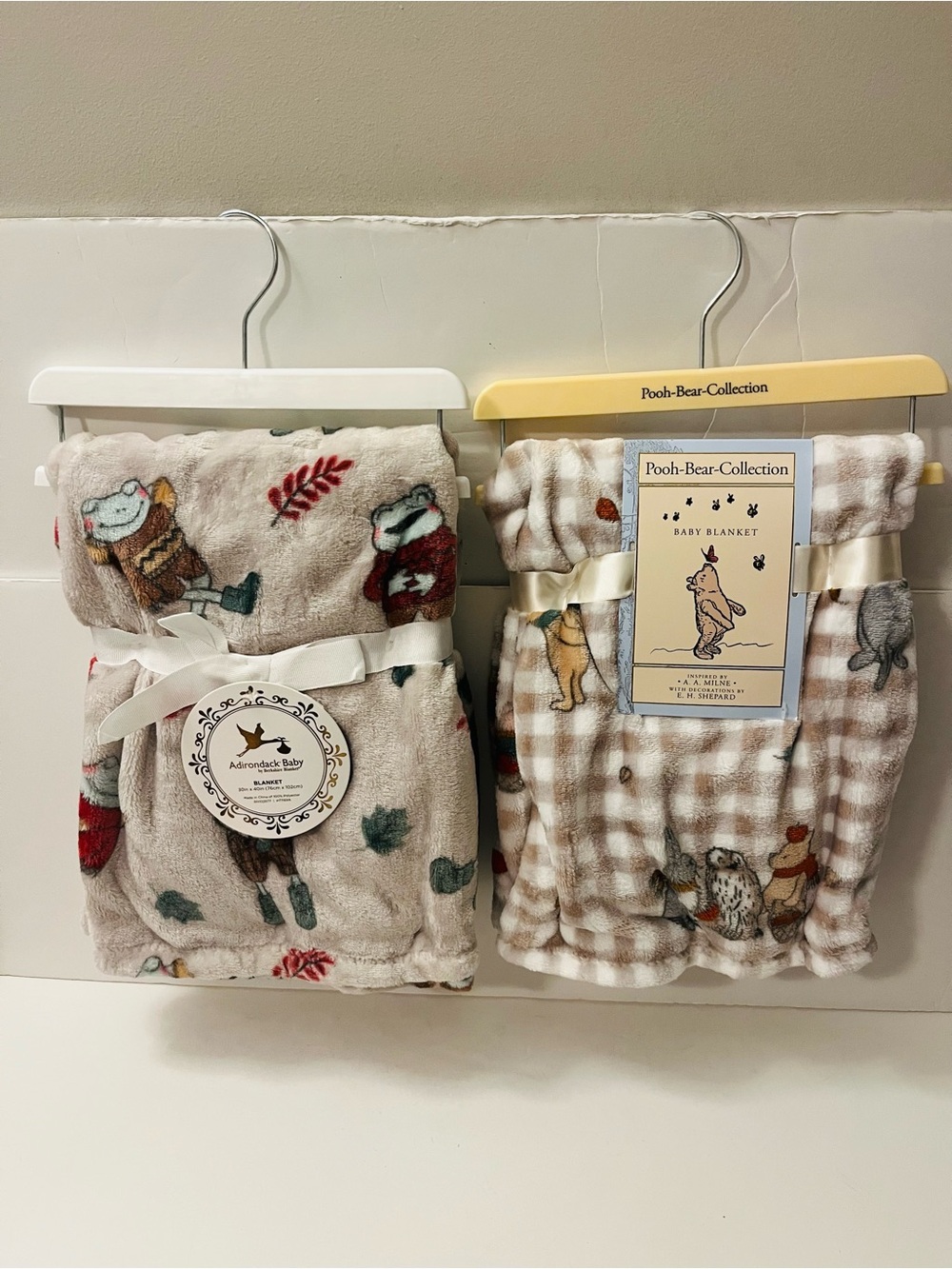 Adirondack Baby by Berkshire & Pooh Bear Collection Lot of 2 Blankets Frog Apple